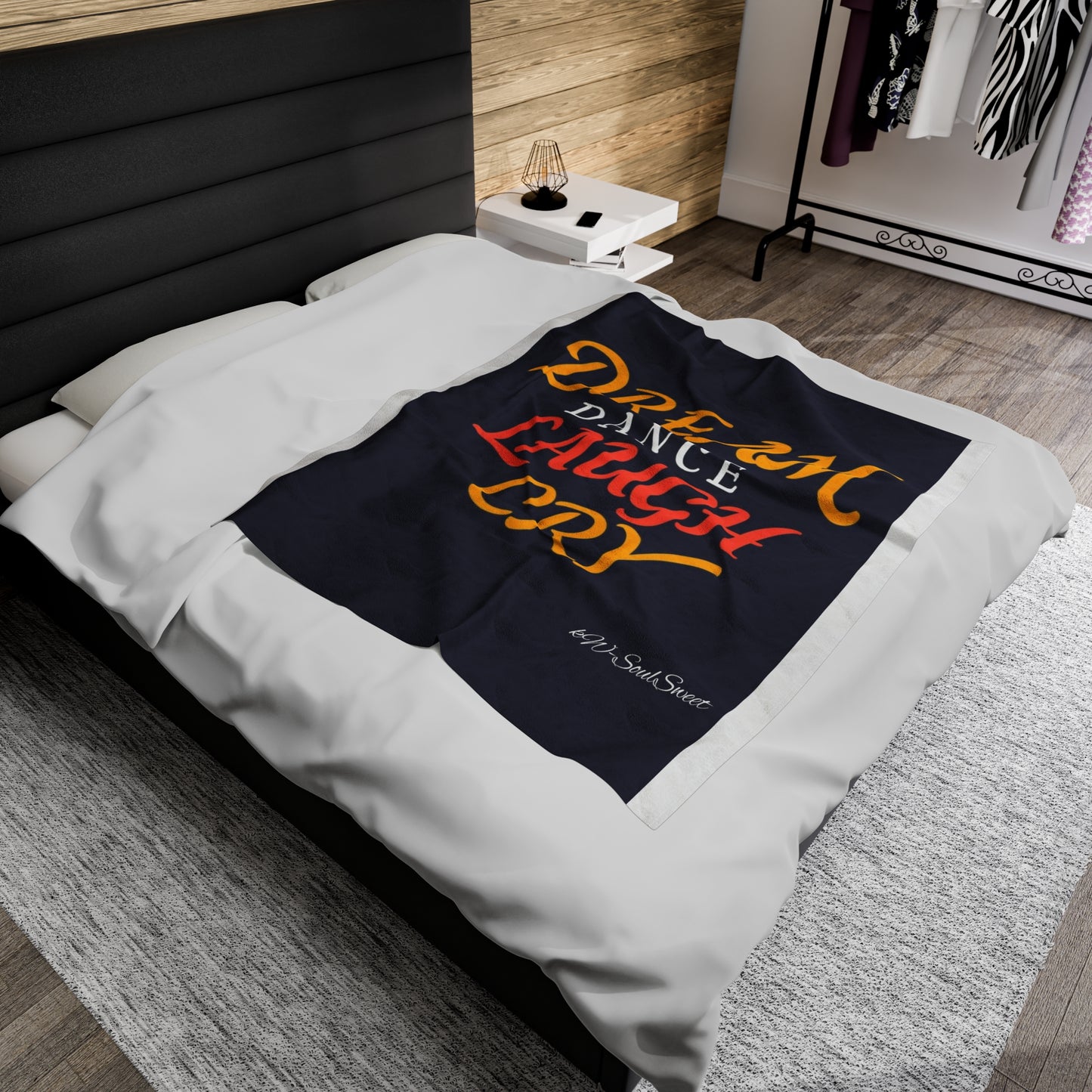 Inspiring Velveteen Plush Blanket - "Dream Dance Laugh Cry"